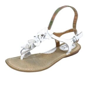 b.o.c. Born Concept Women Thong Sandals Size 6 Casual Floral White Leather